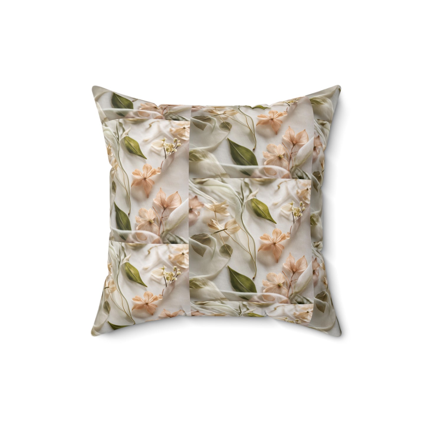 Botanical Elegance Faux Suede Square Pillow