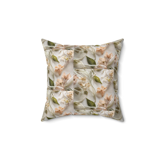 Botanical Elegance Faux Suede Square Pillow