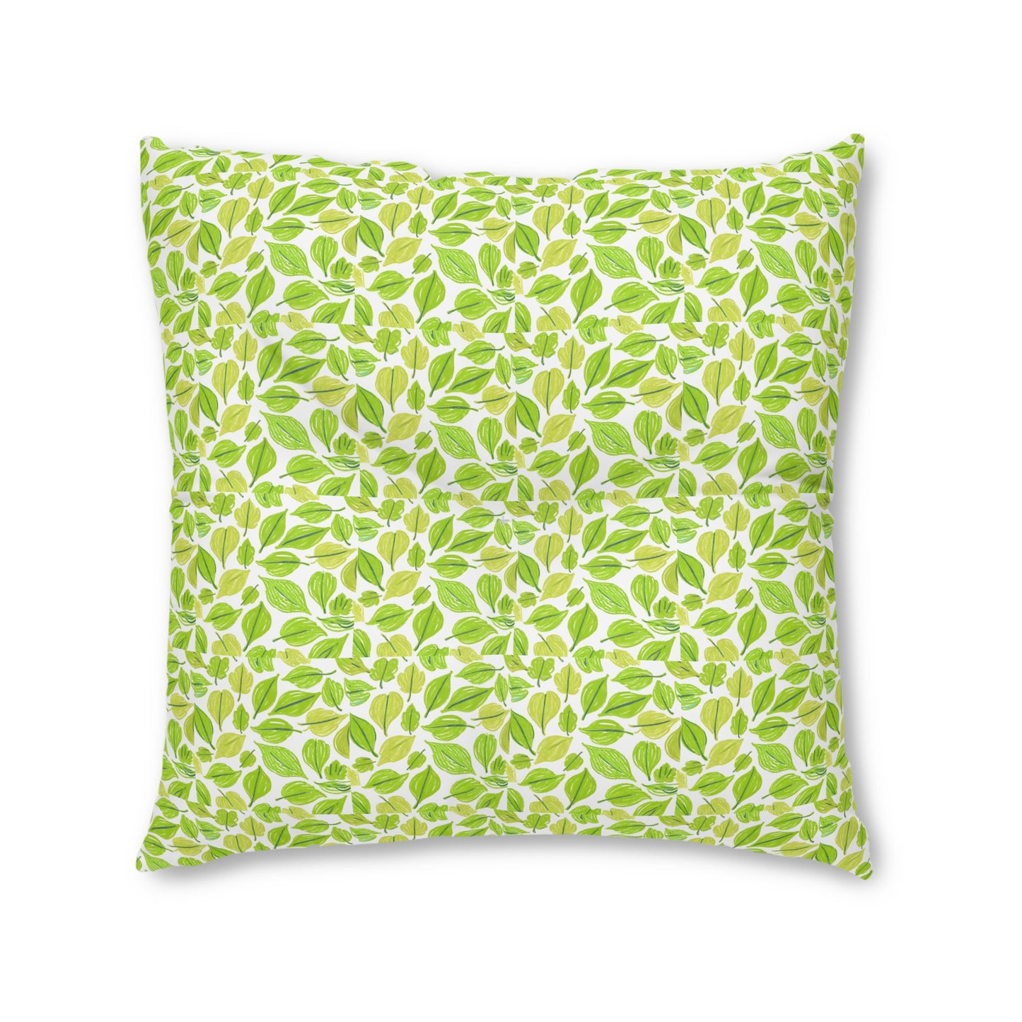 Green Leaves Tufted Floor Pillow