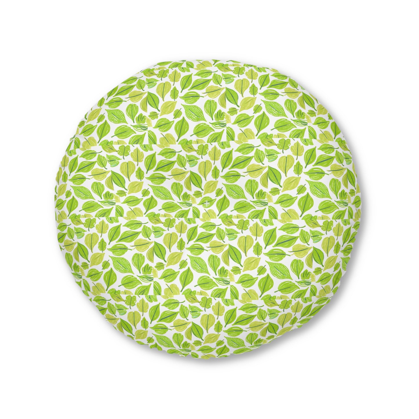 Green Leaves Tufted Floor Pillow