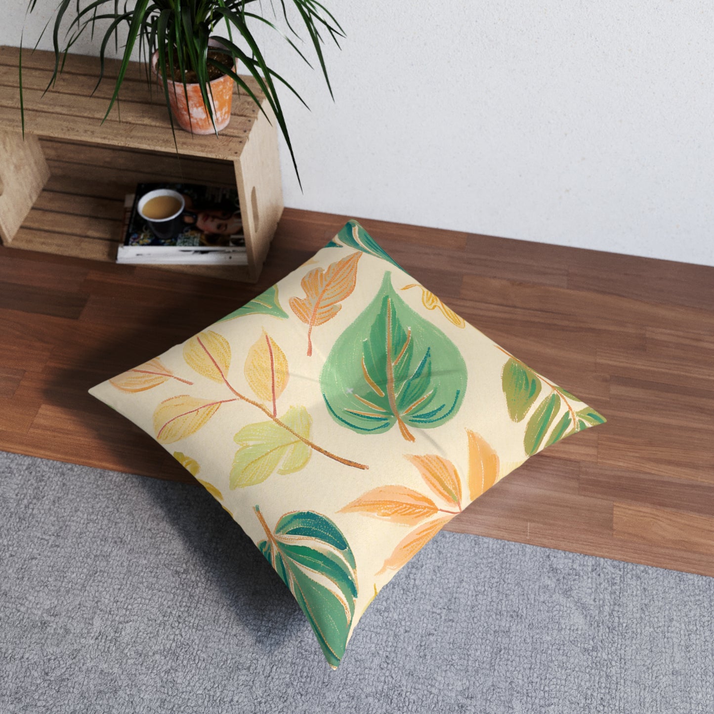 Calm Leaves Tufted Floor Pillow