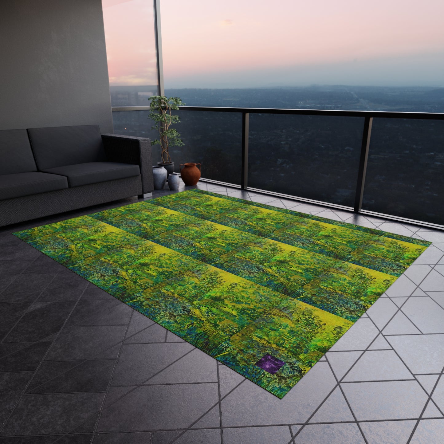 'Greens' by Julie Fejer Outdoor Rug