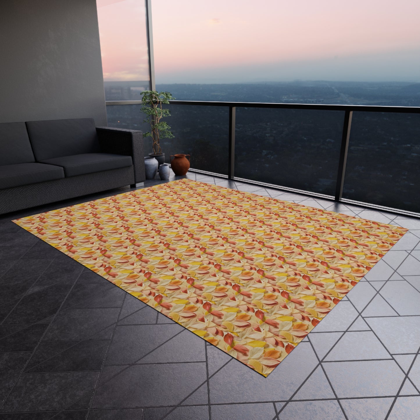 Textured Petals Outdoor Rug