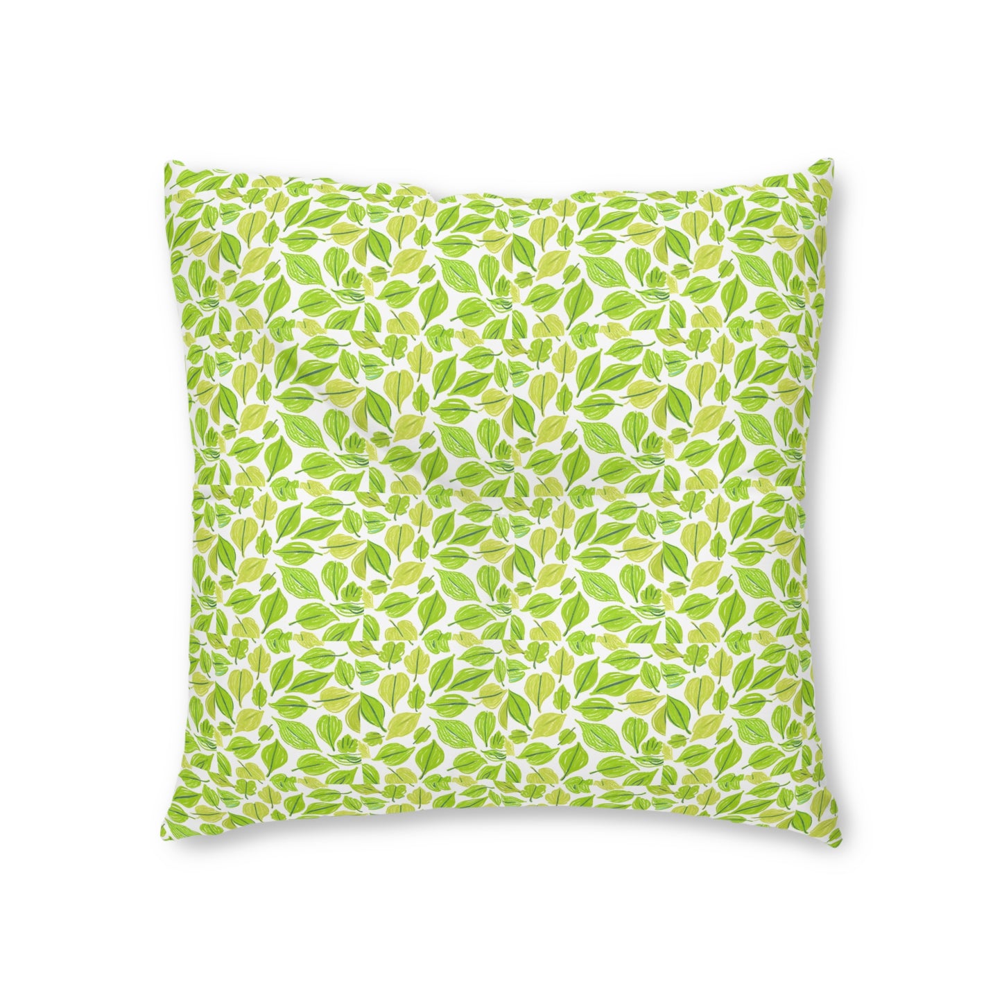 Green Leaves Tufted Floor Pillow