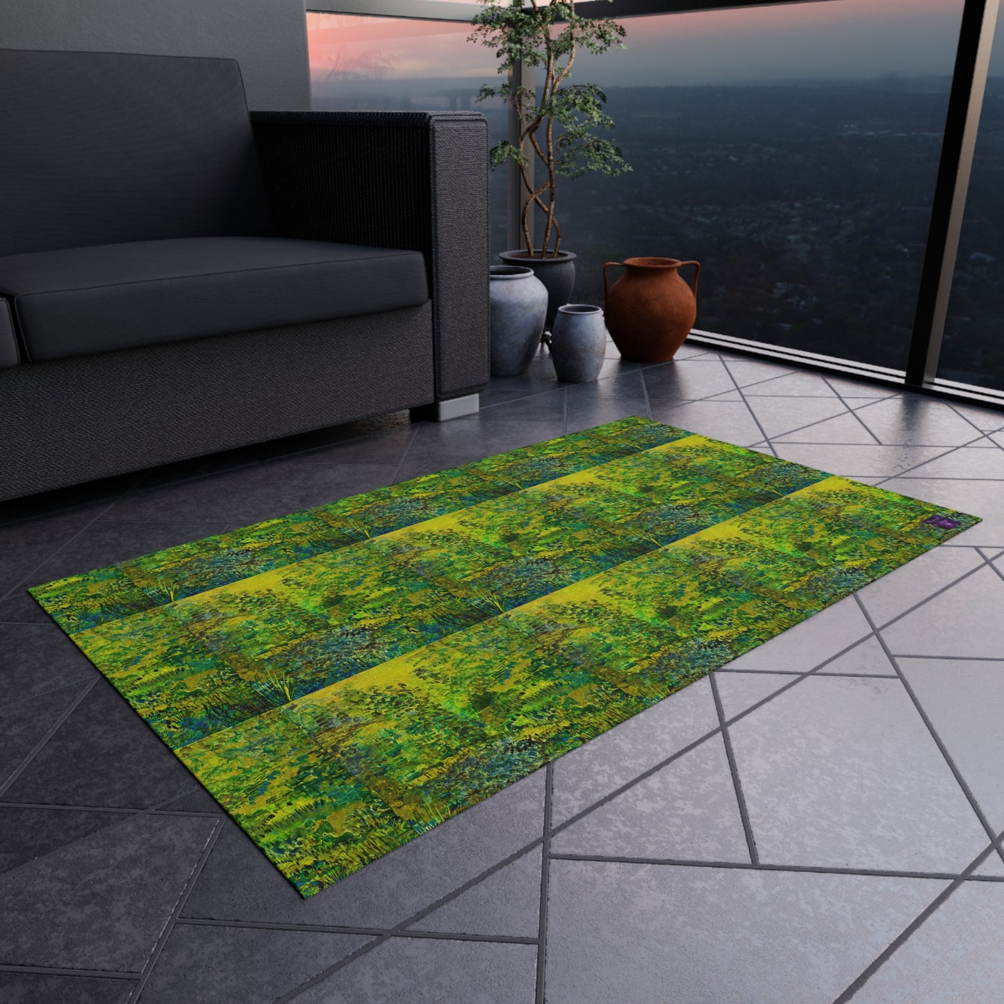 'Greens' by Julie Fejer Outdoor Rug