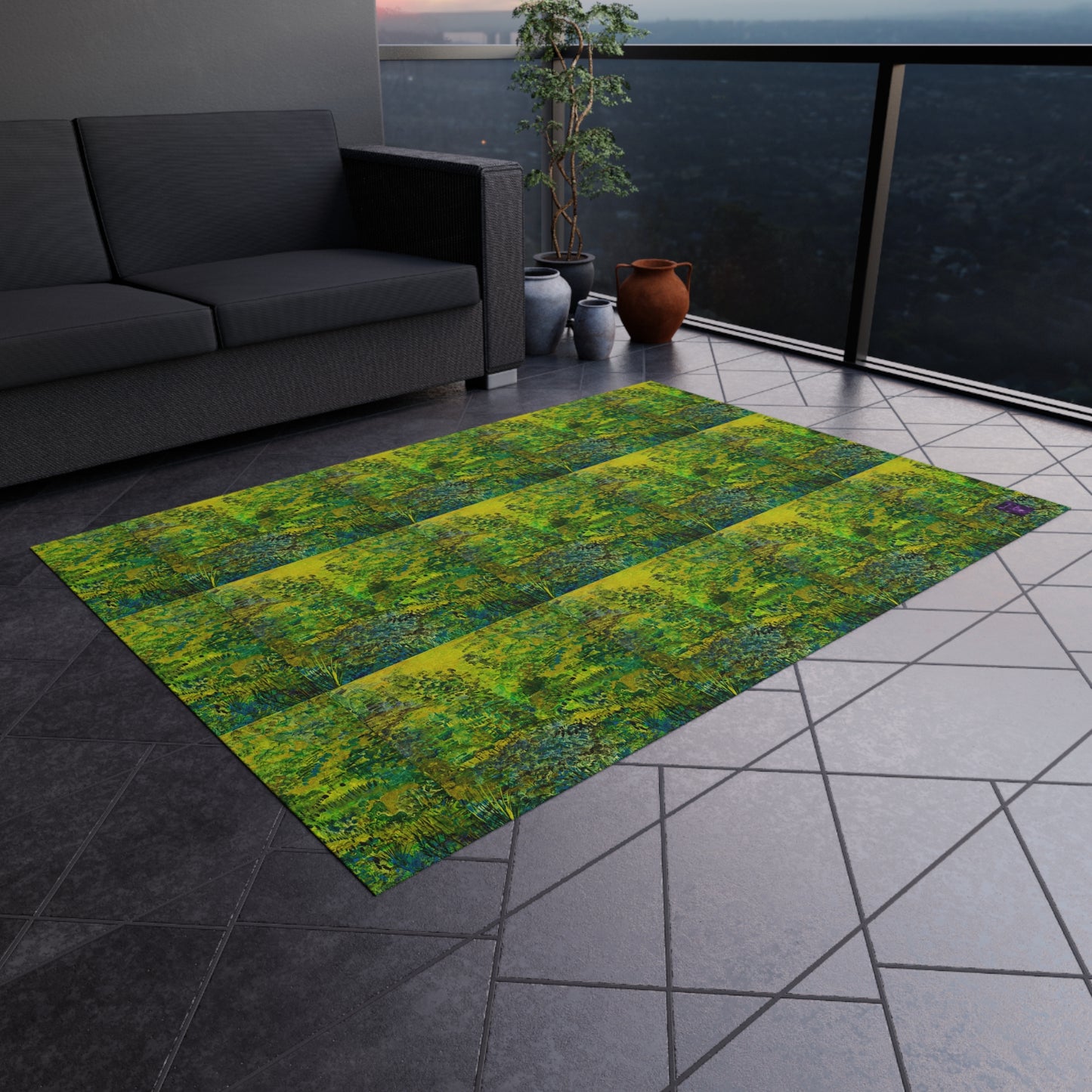 'Greens' by Julie Fejer Outdoor Rug