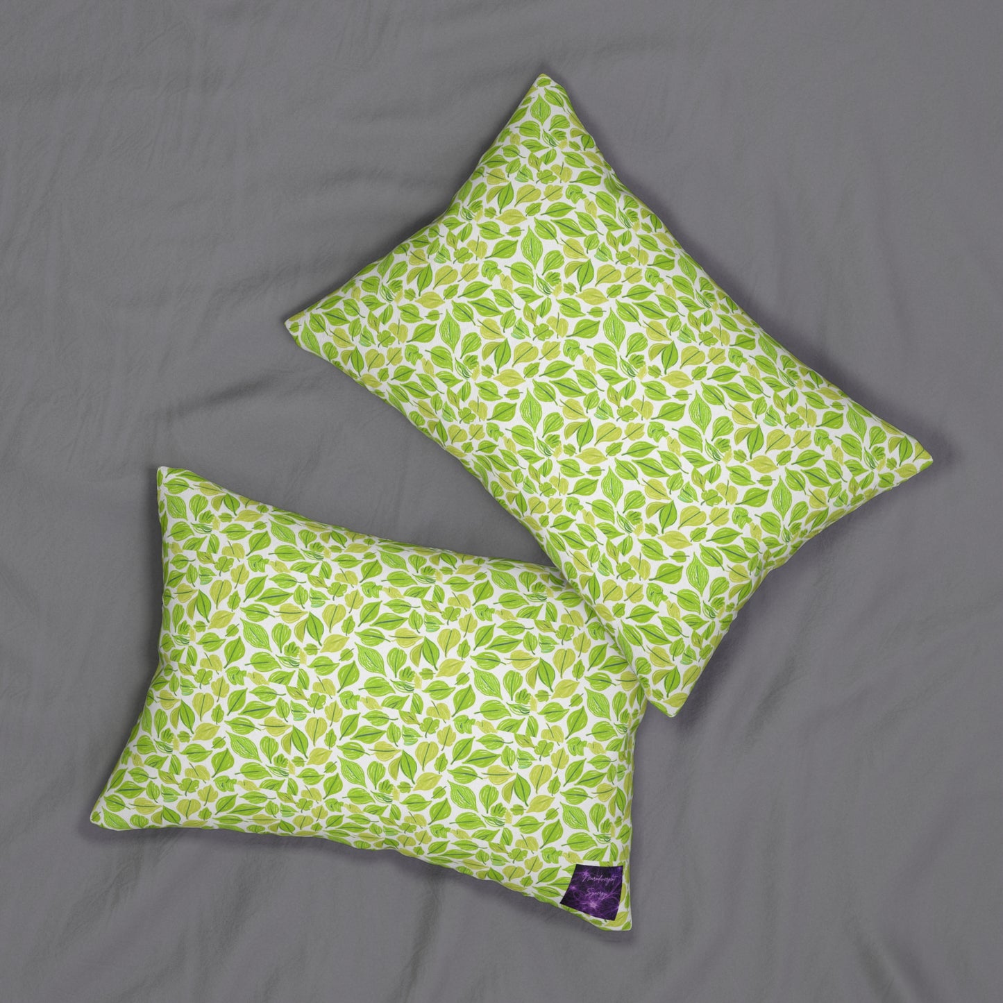 Vibrant Green Leaf Lumbar Pillow - Nature-Inspired Home Decor