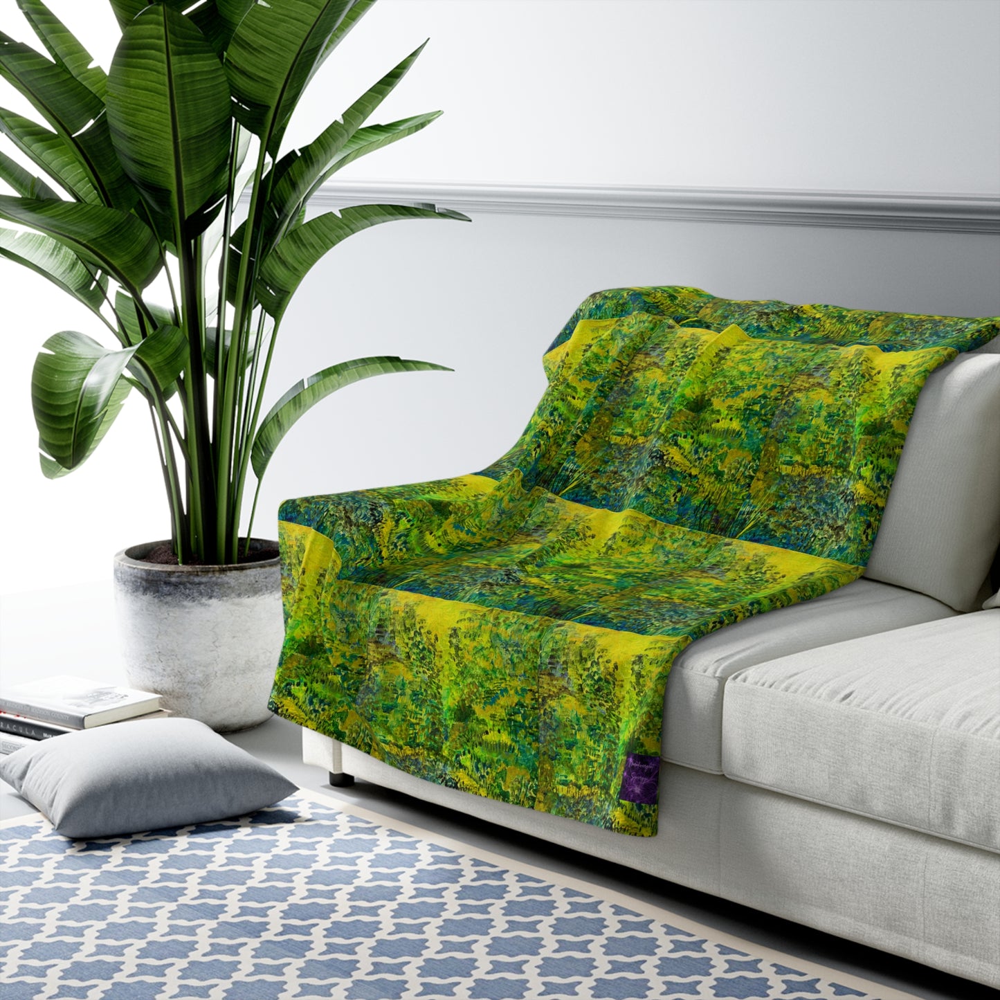 'Greens' by Julie Fejer Sherpa Fleece Blanket