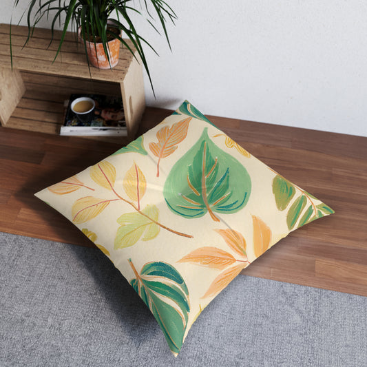 Calm Leaves Tufted Floor Pillow