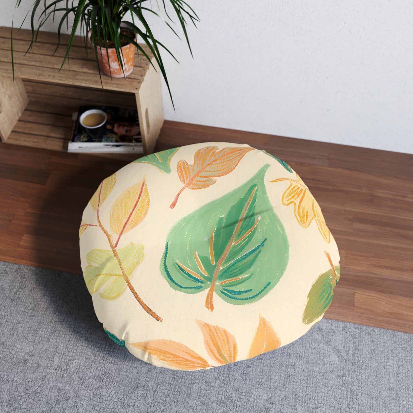 Calm Leaves Tufted Floor Pillow