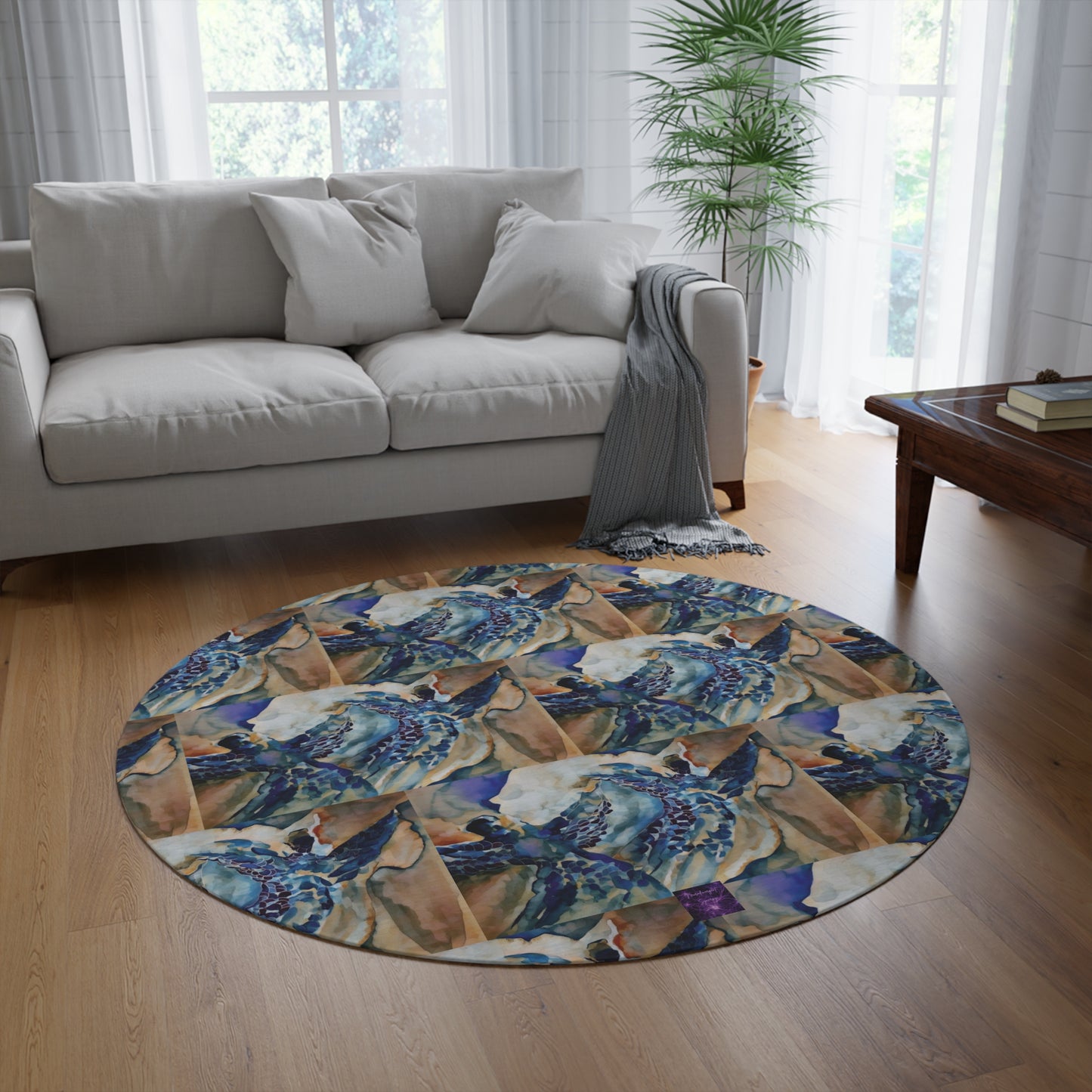 Liminal Light 1 by Helena Barbagelata Round Rug