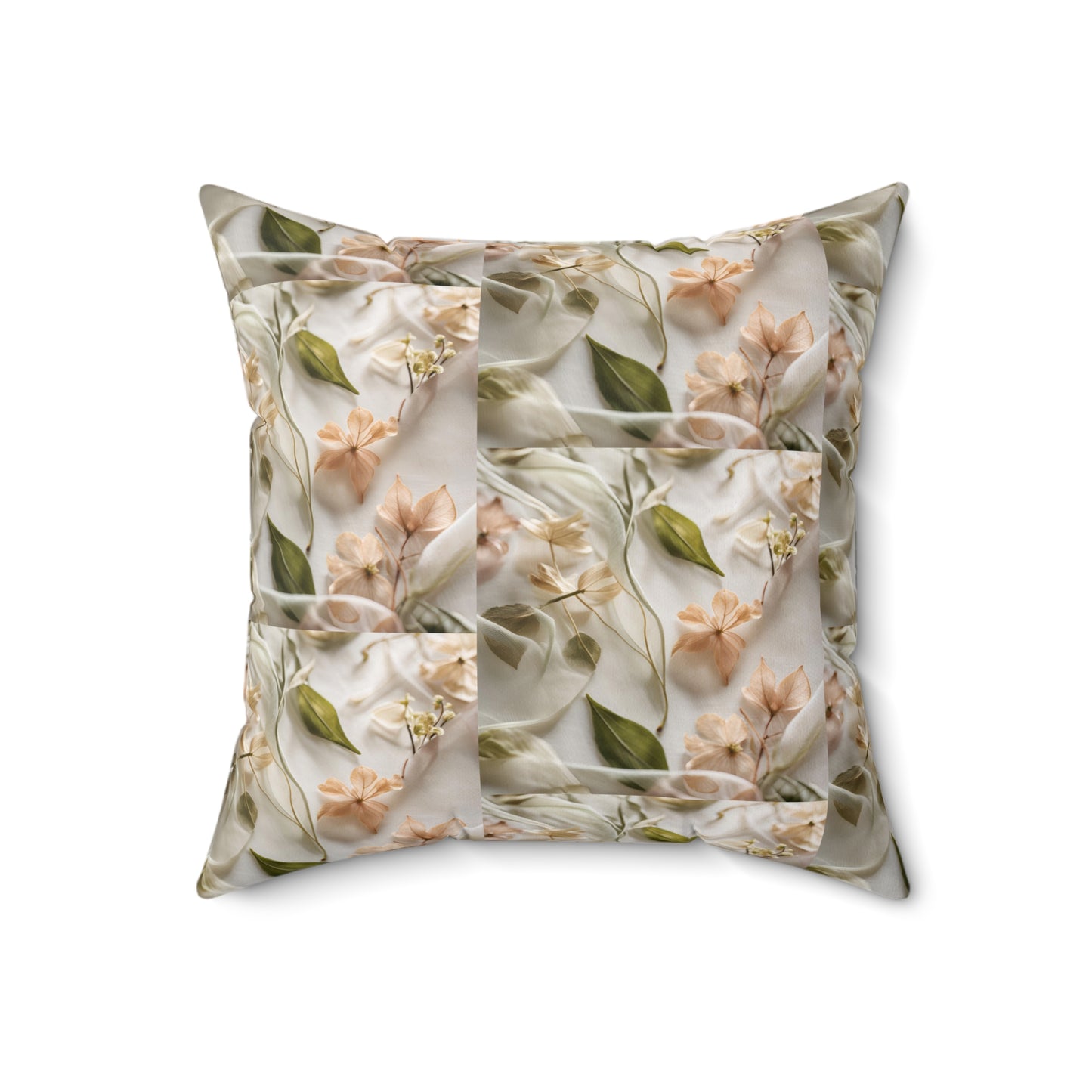 Botanical Elegance Faux Suede Square Pillow