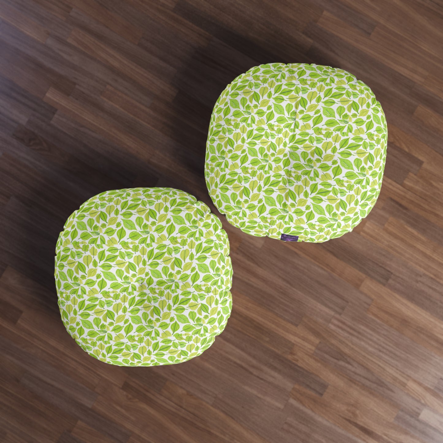 Green Leaves Tufted Floor Pillow