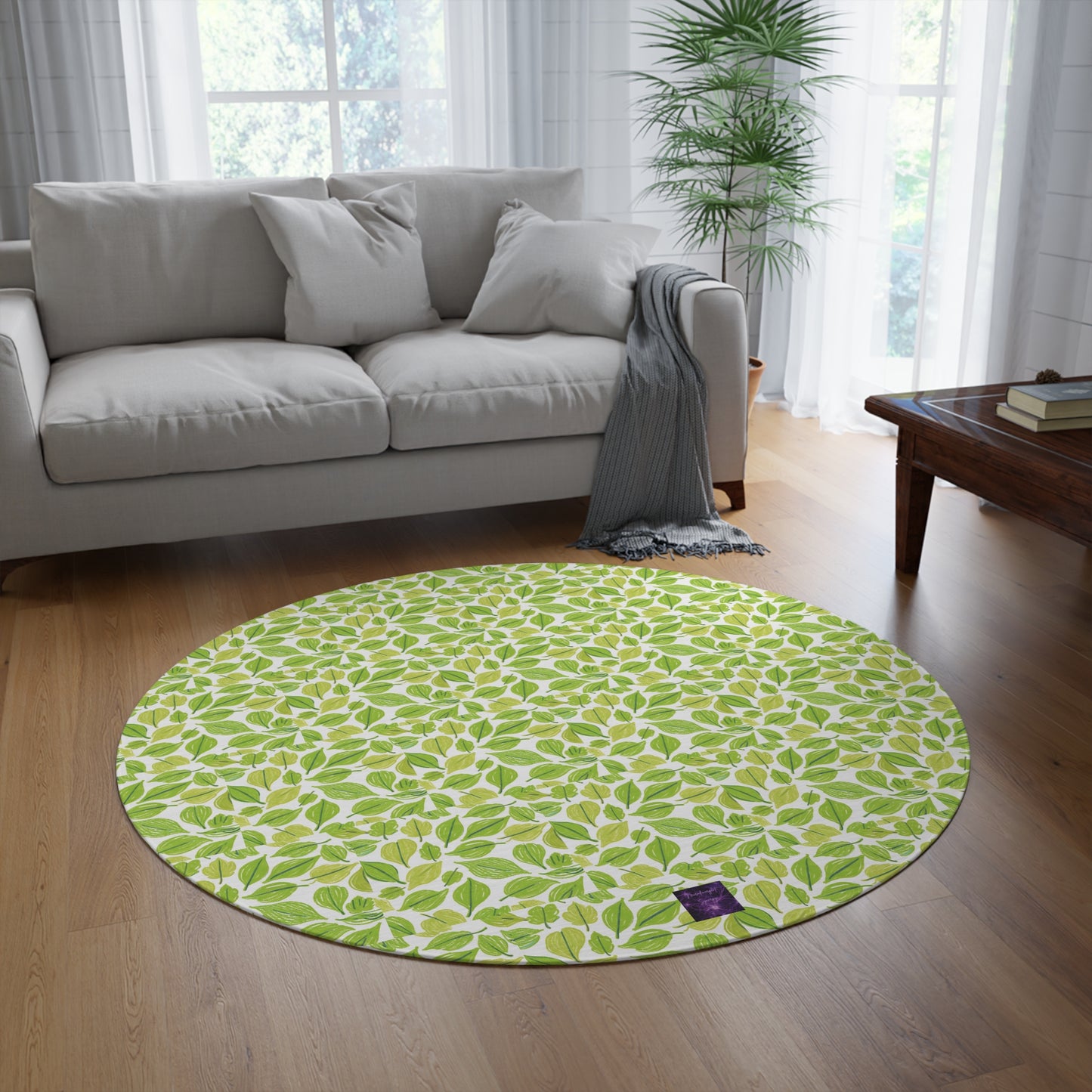 Green Leaves Round Rug