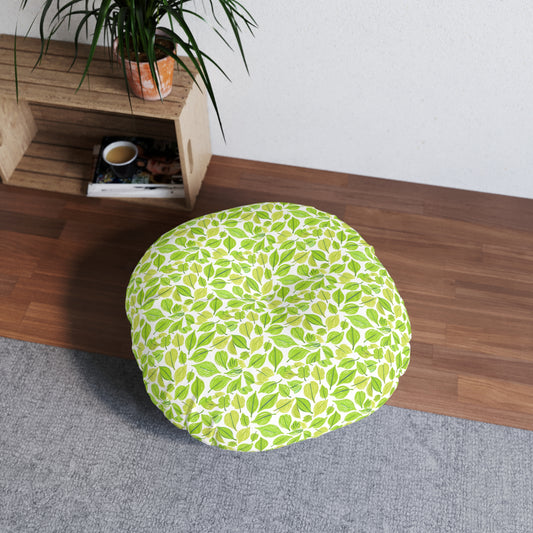 Green Leaves Tufted Floor Pillow