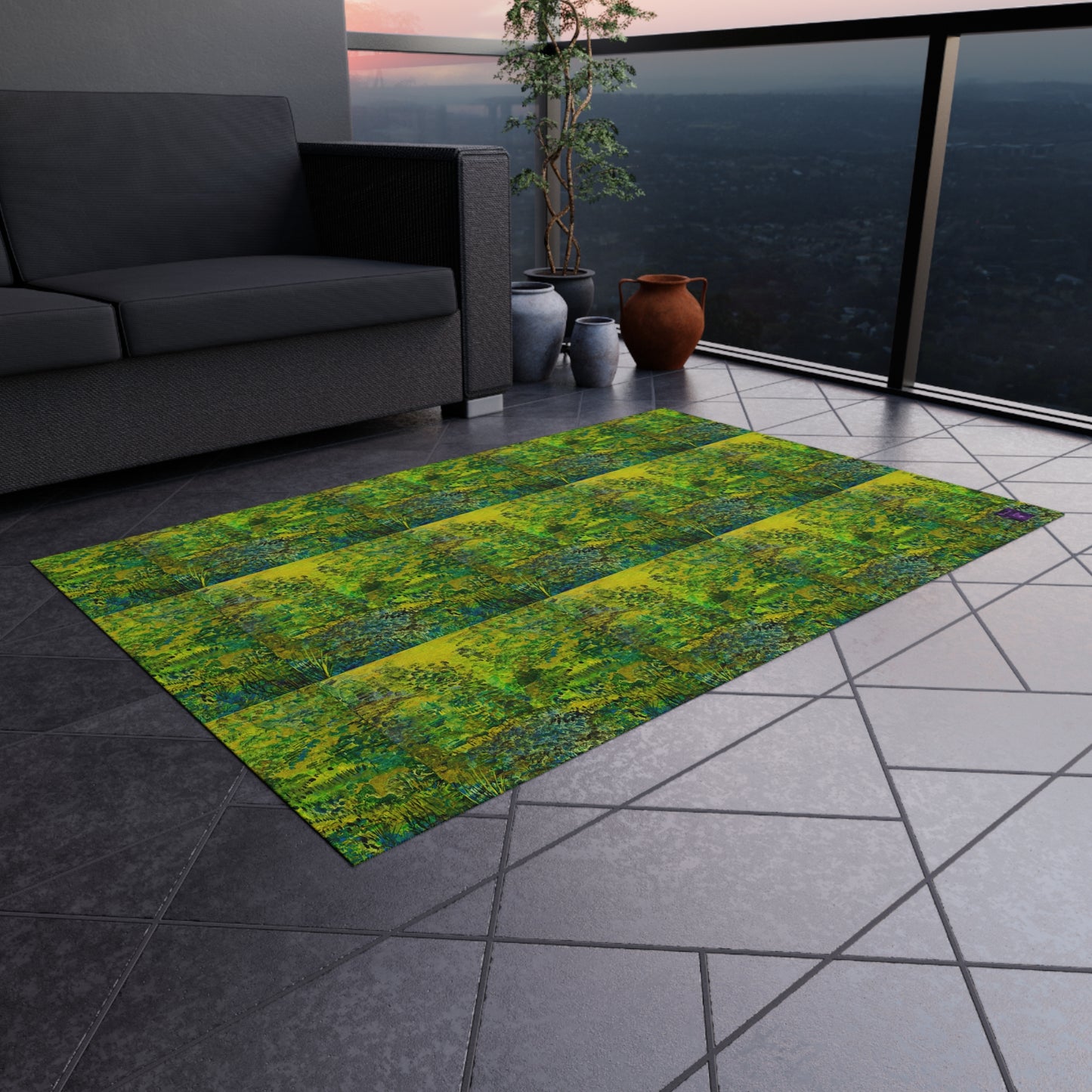 'Greens' by Julie Fejer Outdoor Rug