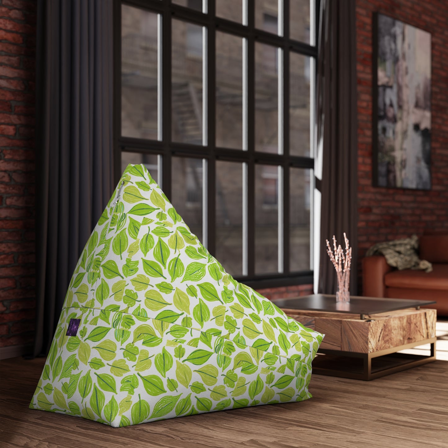 Green Leaves Bean Bag Chair Cover