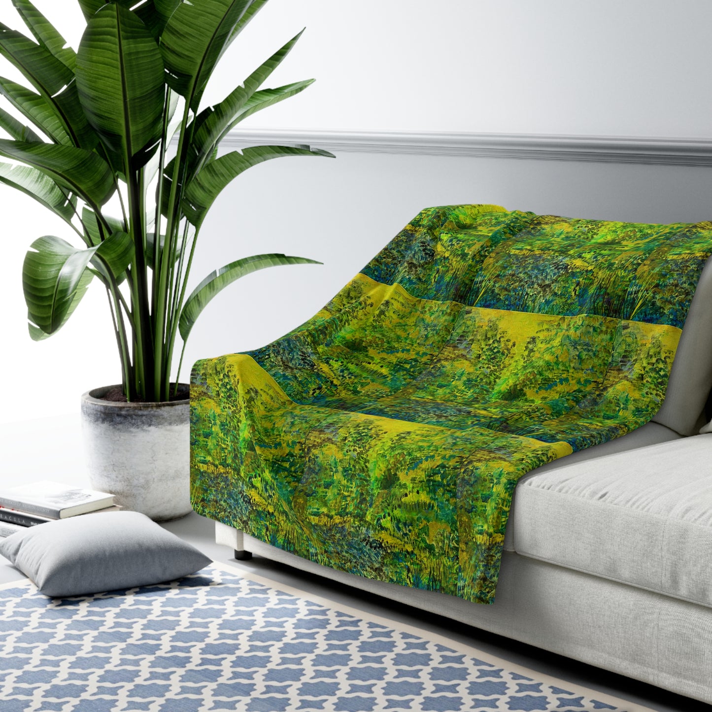 'Greens' by Julie Fejer Sherpa Fleece Blanket