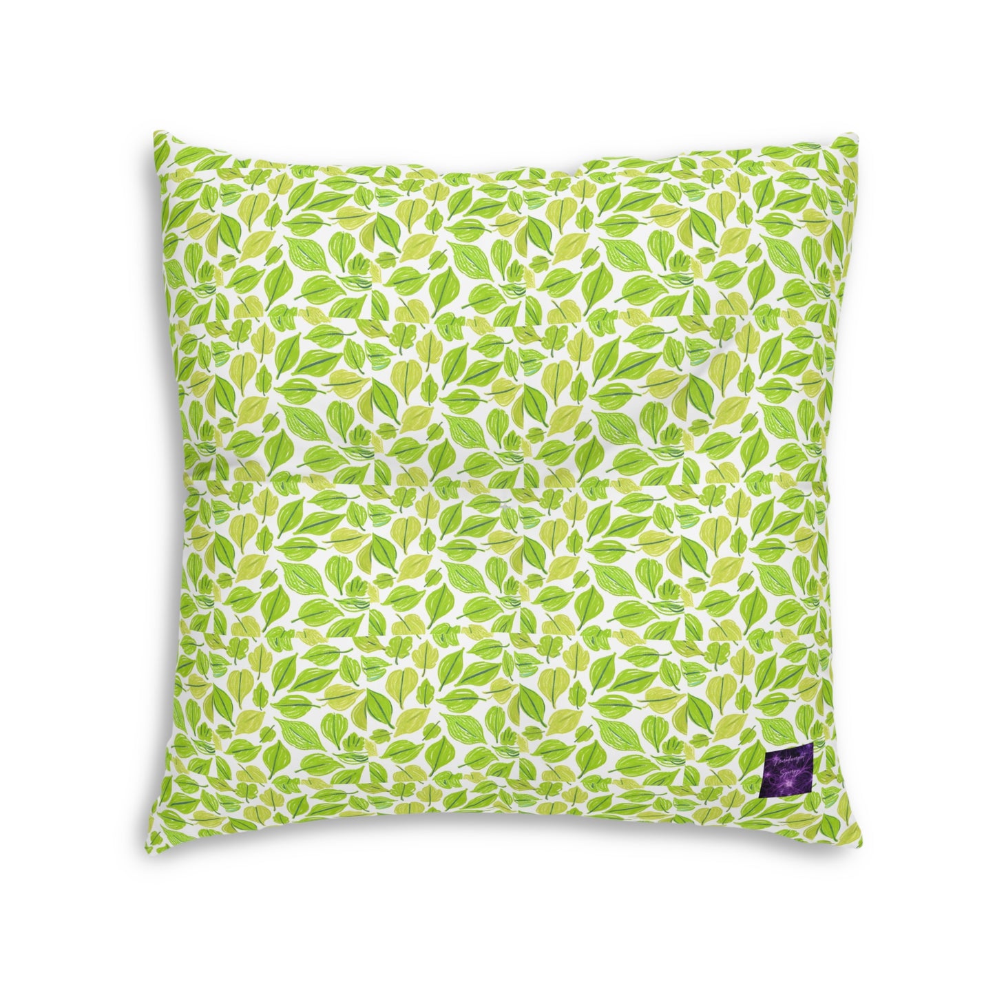 Green Leaves Tufted Floor Pillow