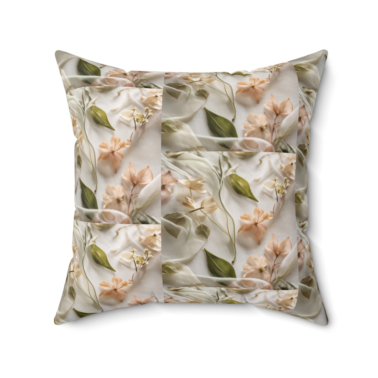 Botanical Elegance Faux Suede Square Pillow