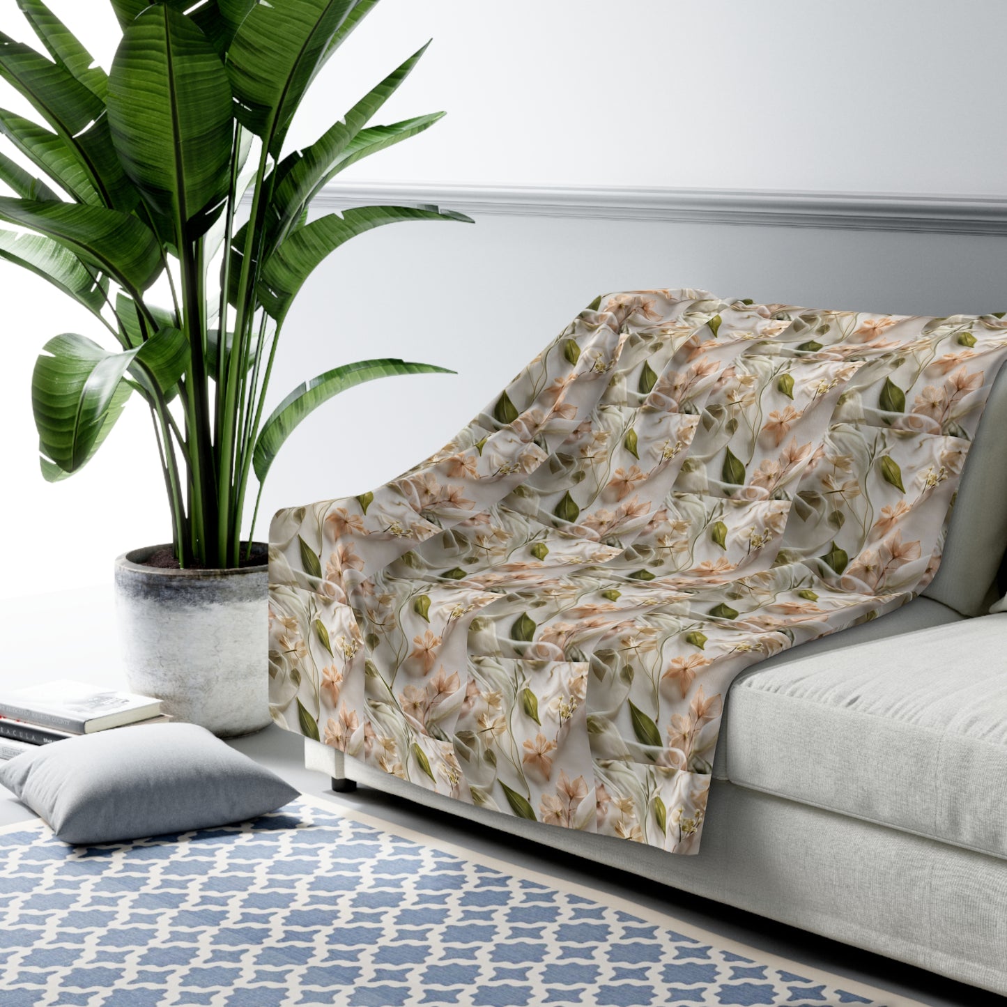 Botanical Elegance Sherpa Fleece Blanket