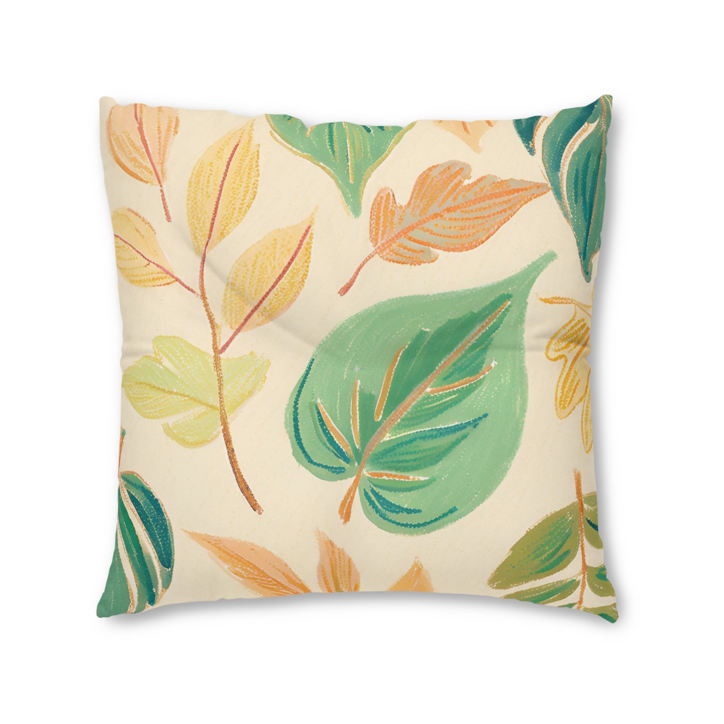 Calm Leaves Tufted Floor Pillow