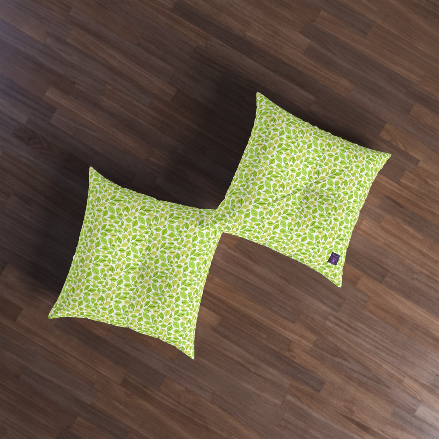 Green Leaves Tufted Floor Pillow