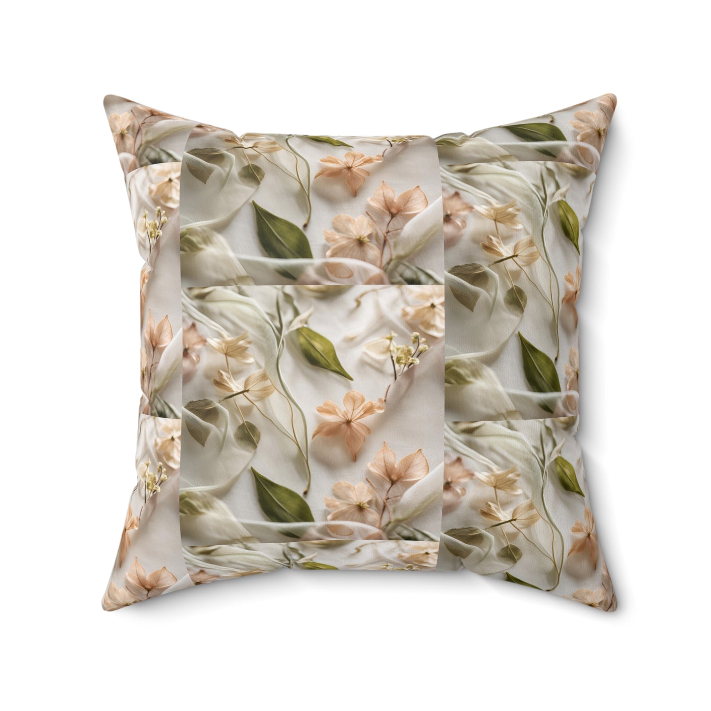 Botanical Elegance Faux Suede Square Pillow