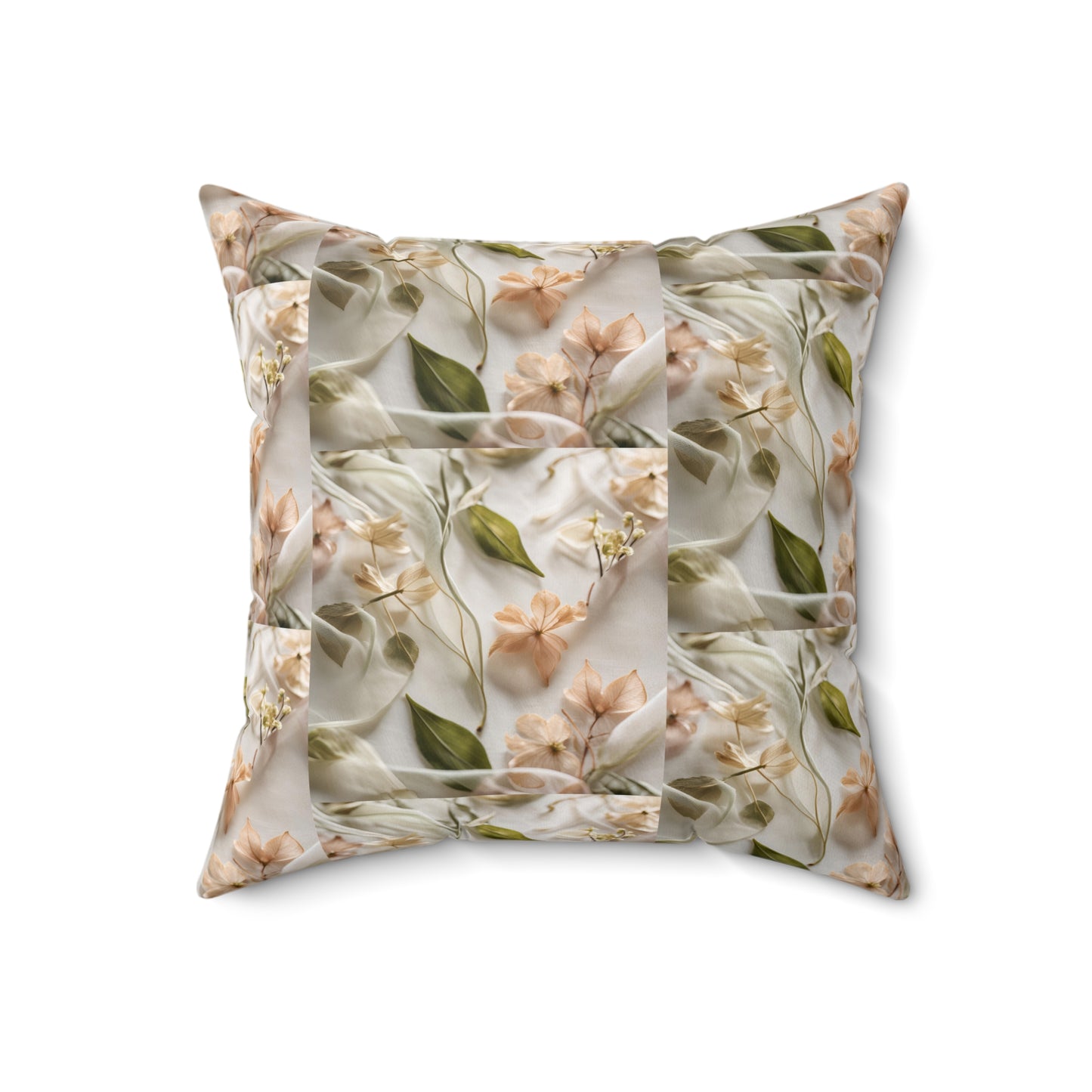 Botanical Elegance Faux Suede Square Pillow