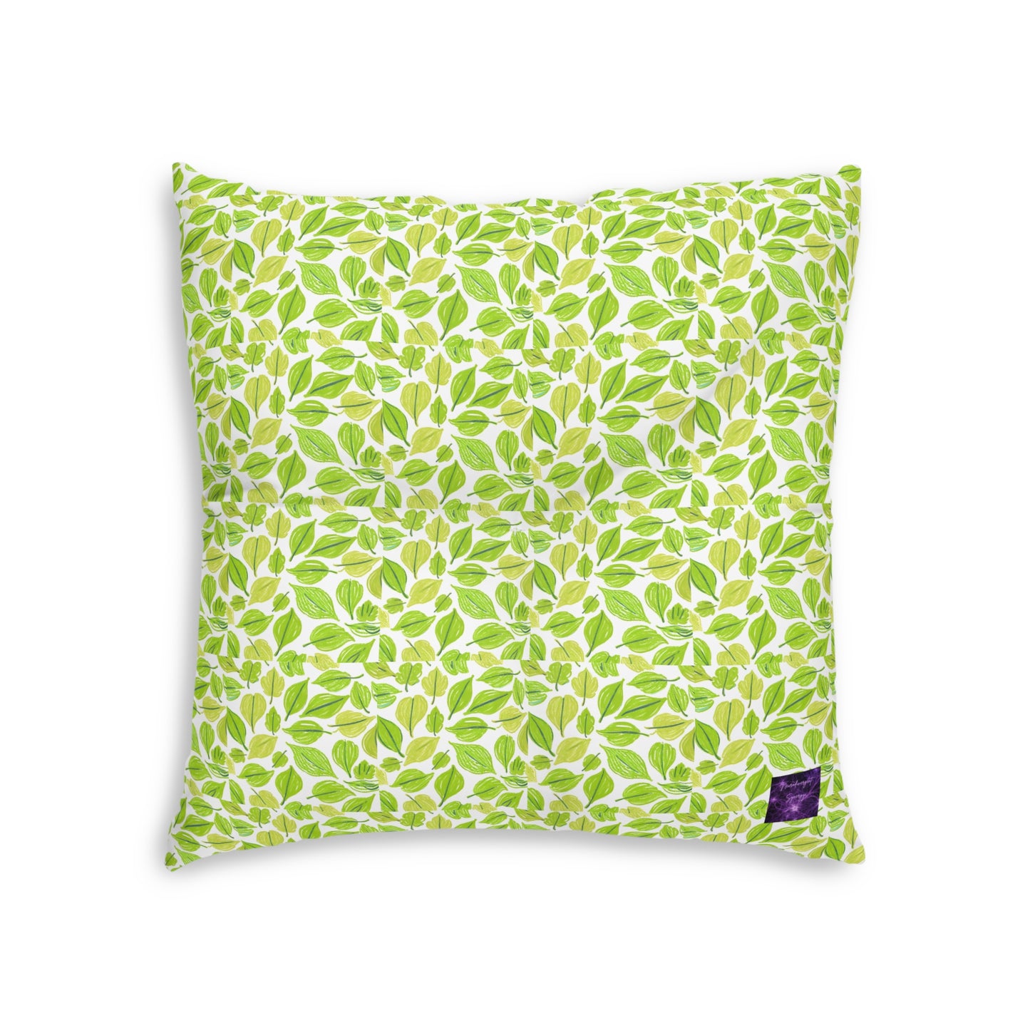 Green Leaves Tufted Floor Pillow