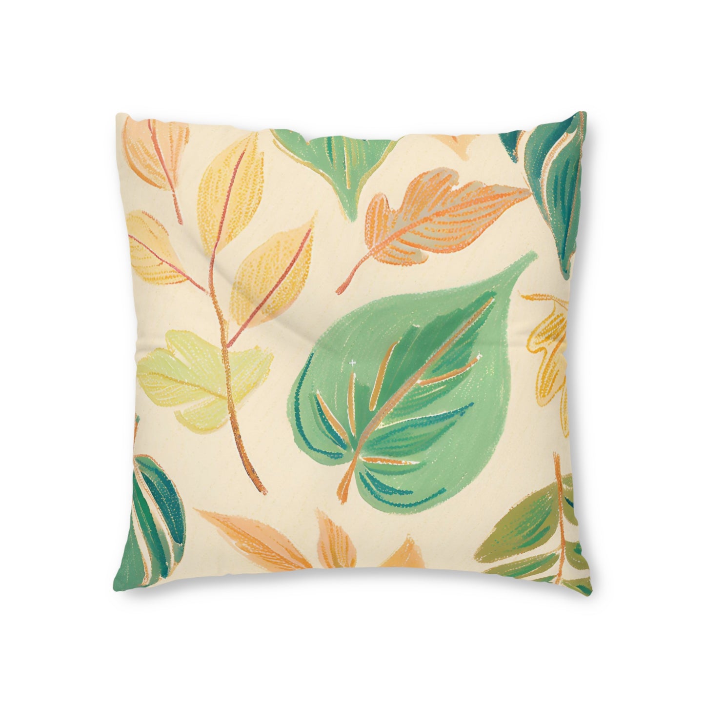 Calm Leaves Tufted Floor Pillow