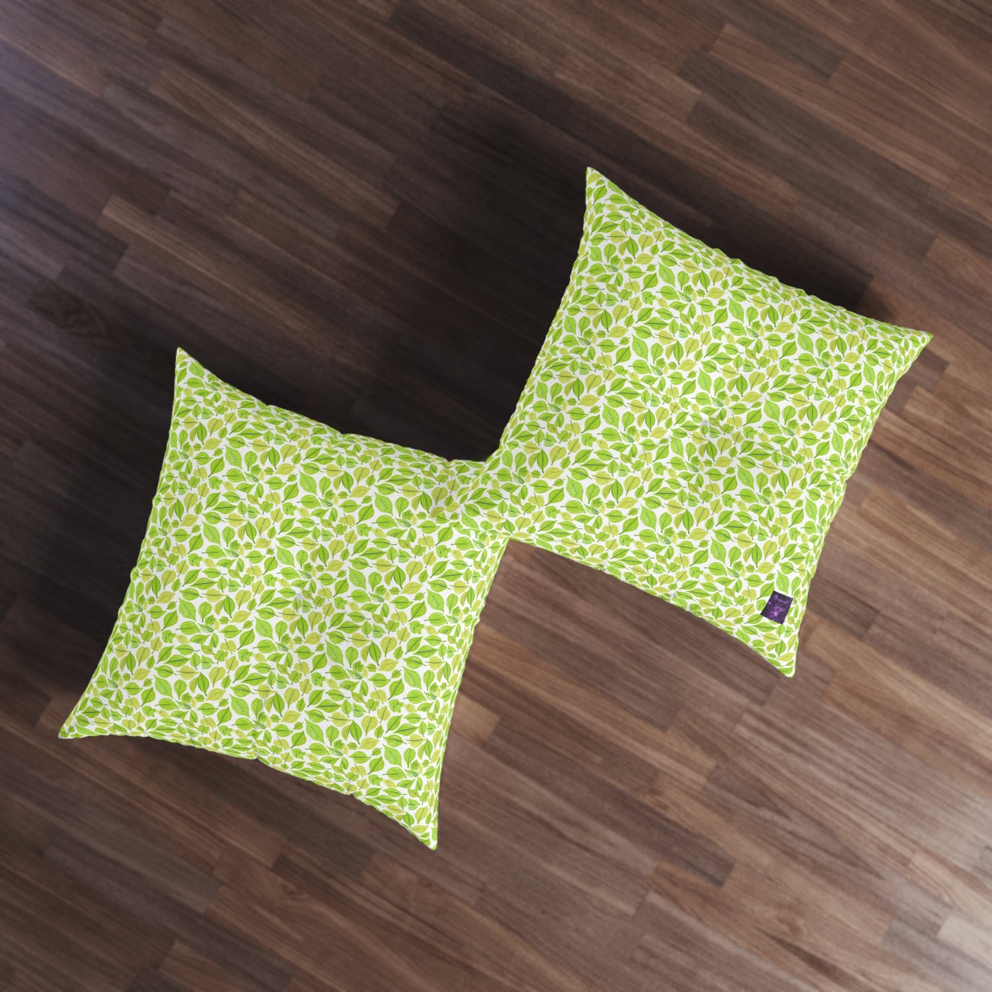 Green Leaves Tufted Floor Pillow